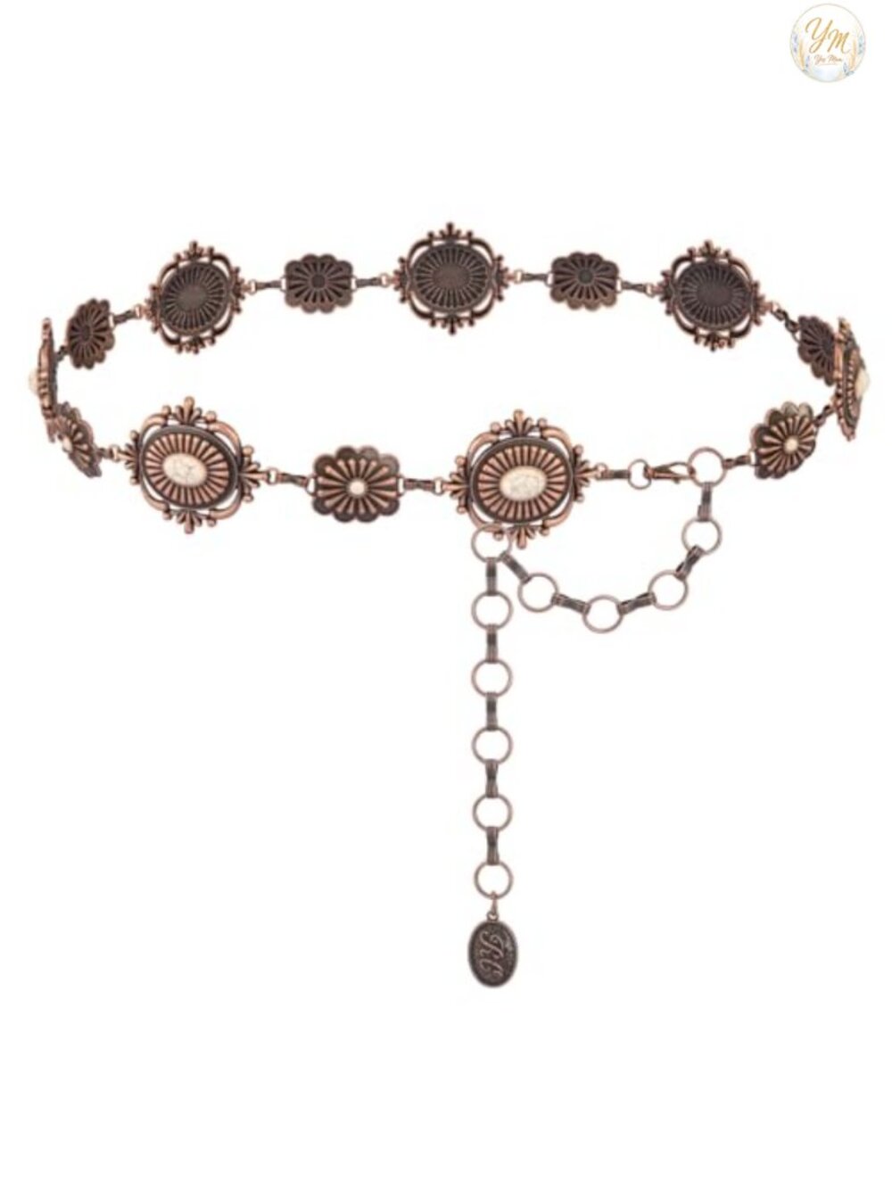 Turquoise Concho Belt with Adjustable Chain for Women